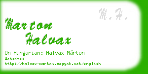 marton halvax business card